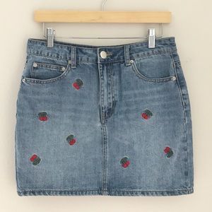 Adorable Denim Mini with Cherry Details